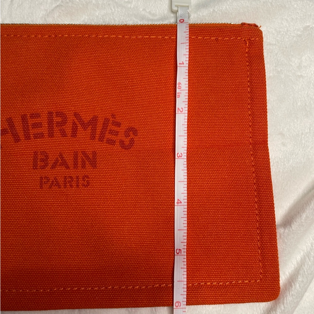 Hermes Orange Bain Flat Canvas Pouch 🧡 - Picture 13 of 13